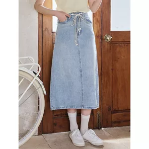 MUTU Váy Mini Denim Vintage Cao Cấp, Tua Rua Dáng Chữ A, Phù Hợp Size Nhỏ Mùa Hè