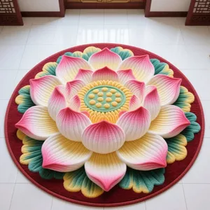 Trung Quốc Sen Quỳ Gối Thảm Tròn Phòng Khách Ba Chiều Full Sen Hộ Gia Đình Cổ Điển Phòng Ngủ Đầu Giường Thảm UOVD