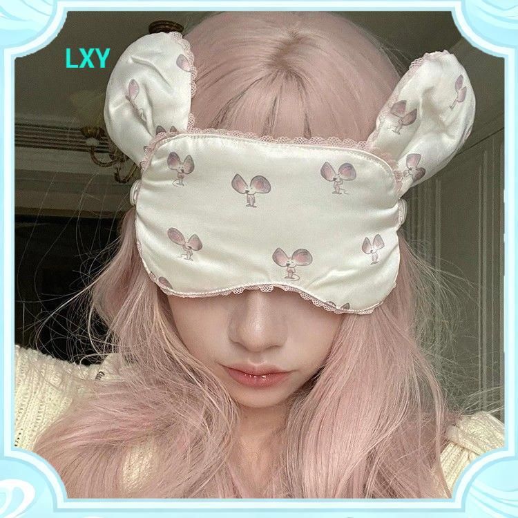 Cô Gái Ngọt Ngào Cô Gái Cảm Thấy Chuột Tai Ren Mặt nạ Mắt Phong Cách Dễ Thương Học Sinh Ngủ Bóng Ảnh Bầu Không Khí Phụ Kiện Tóc Che Mặt nạ Mắt, Mặt nạ Ngủ