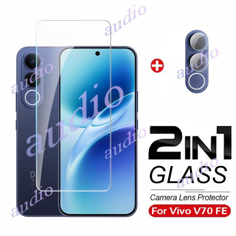 Phim bảo vệ toàn màn hình bằng kính cường lực Vivo V70 FE 5G 2In1 có bảo vệ ống kính máy ảnh cho vivo V70 FE Elite VivoV70 FE 5G Phim bảo vệ màn hình điện thoại Vivo V70FE 5G