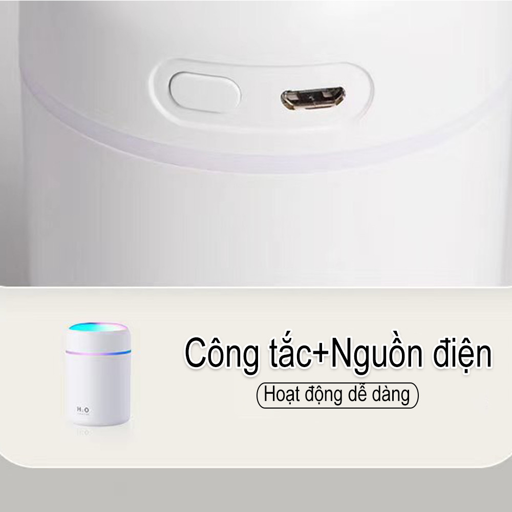 Máy tạo độ ẩm không khí im lặng dành cho gia đình ô tô 300ml USB nhỏ đầy màu sắc phun máy tạo độ ẩm ban đêm