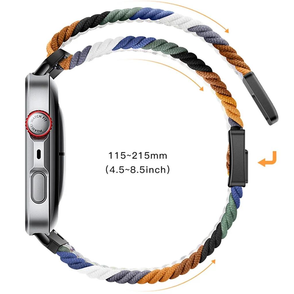 Dây đeo bện Nylon cho Huawei Watch, vòng tay thoải mái, có thể điều chỉnh từ tính, tương thích Fit 5/5 Pro/4 Pro/4/3