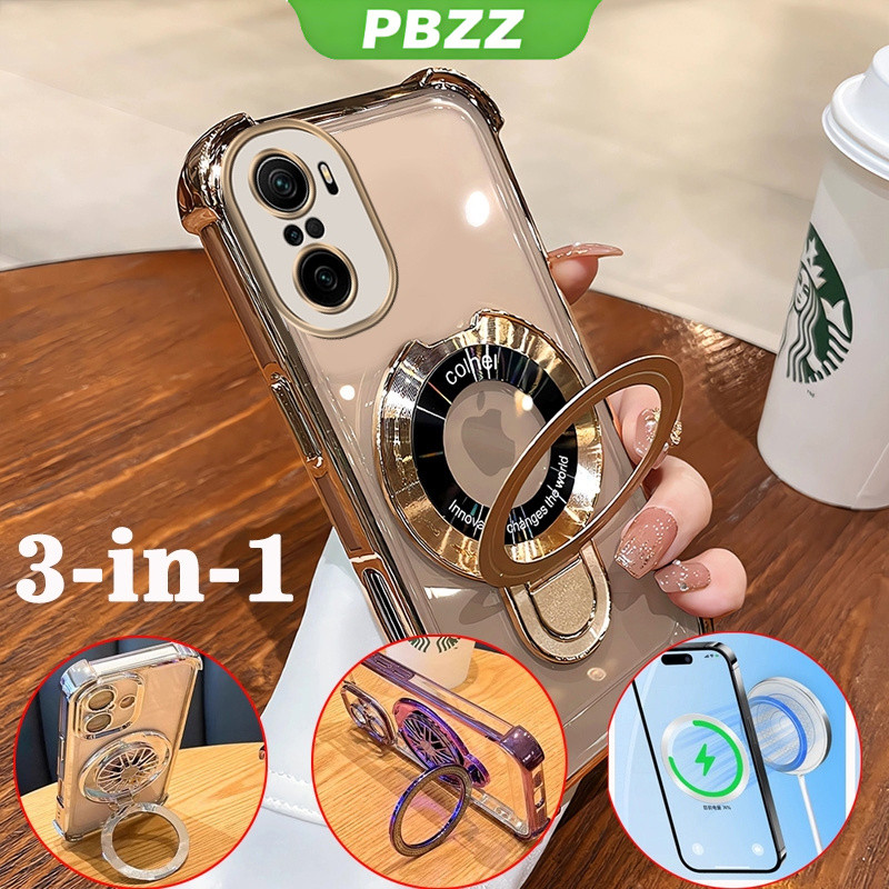 FOR ốp lưng [3 trong 1] Ốp điện thoại cho Xiaomi Poco F3, vỏ mềm silicone chống sốc, thiết kế mới thẩm mỹ 360 °   mỏng trong suốt với giá đỡ SJXMSZJ01