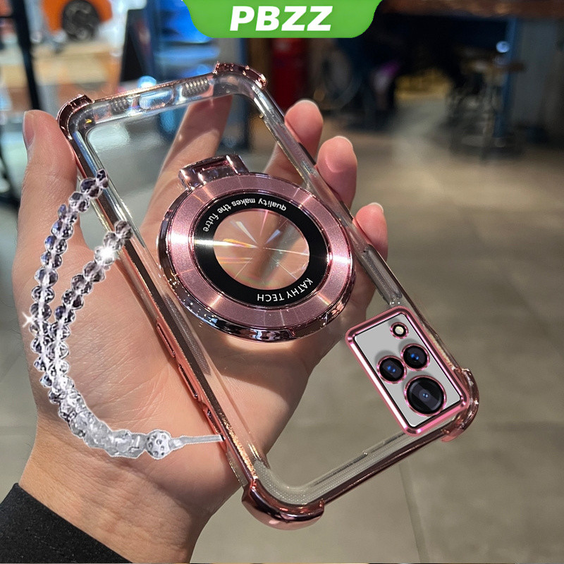 Ốp lưng cho điện thoại VIVO v20 pro v21 v23 v23e 5g, ốp mềm silicone chống sốc, thiết kế mới, thẩm mỹ trong suốt với giá đỡ dây đeo dễ thương SJSLWXZJ01