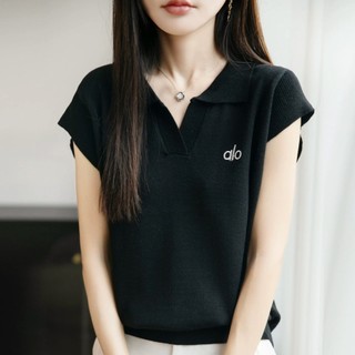 Dệt Kim Ngắn Tay Nữ Mùa Hè Ve Áo Mỏng Phong Cách Hàn Quốc Đi Lại Áo Thun Đơn Giản Top