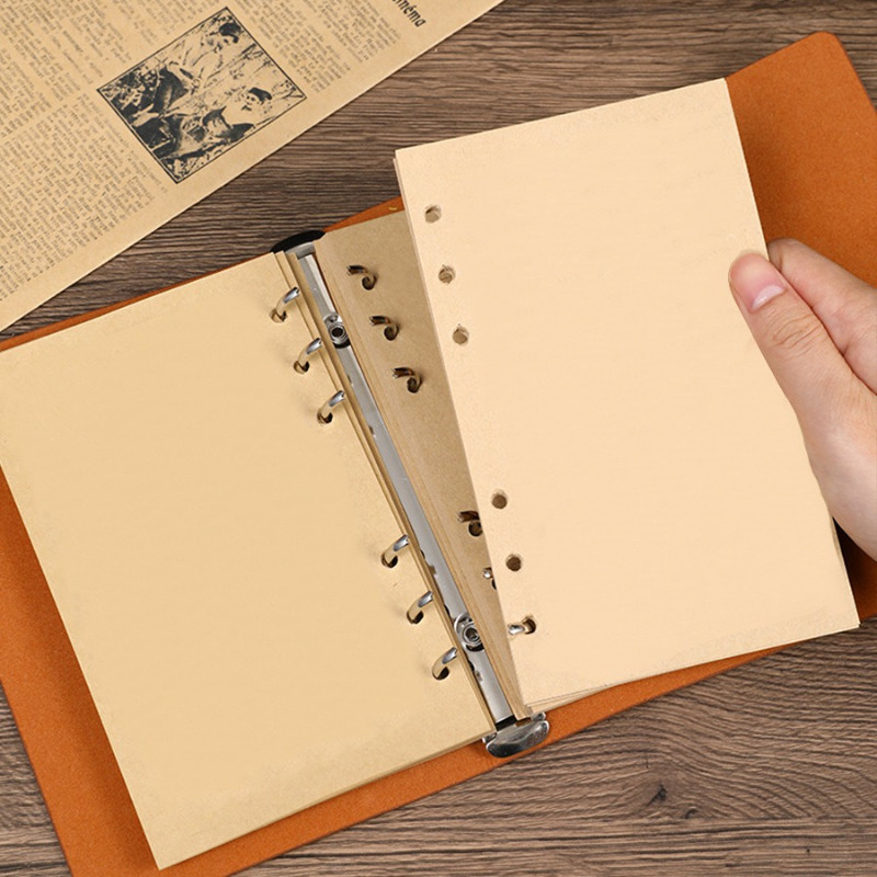 Sổ Tay Vintage Lá Phong Cao Cấp - 80 Trang Ruột + 5 Túi Đựng Tiền, Bìa Simili Da Bò, Ruột Rời Tiện Lợi