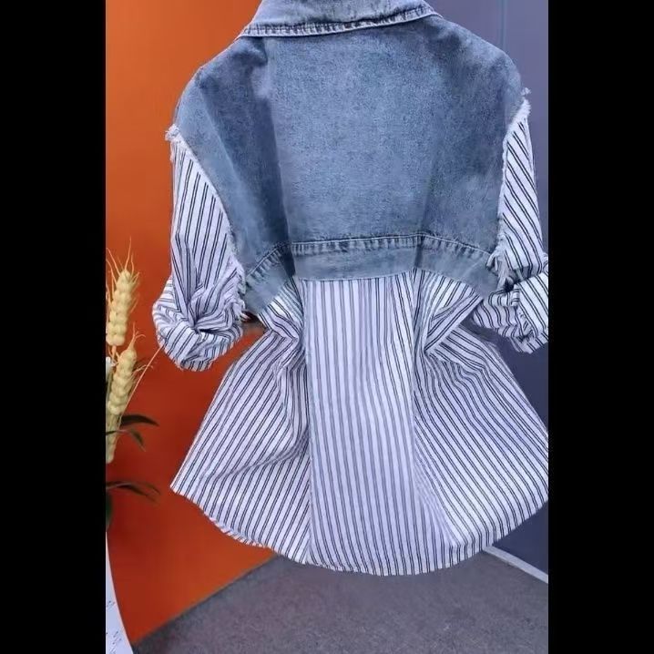 Áo sơ mi denim phong cách vest dáng suông, phiên bản Hàn Quốc