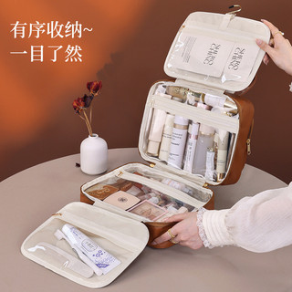 Hàng sẵn có Đa chức năng Trong suốt Phân loại nhiều lớp Túi đựng mỹ phẩm Du lịch Di động pu Túi đựng đồ vệ sinh di động có thể gập lại dung tích lớn High @