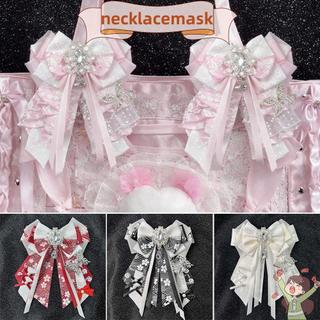 NECKLACEMASK Itabag Trang trí, Ruy băng hai lớp Trang sức thủ công Ruy băng Túi Mặt dây chuyền, với nút thắt thắt nơ DIY Handmade DIY Lolita Merch Trang trí Phụ kiện tóc