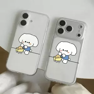 Chú Cún Trắng Đẩy Xe Cho Bé Dùng Cho 16 Ốp Lưng Iphone 17 Air Không Gian 14/13/11 Pro
