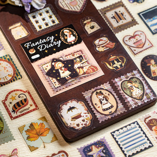 ENWEI 25 Chiếc [Fantasy Notes] PET Vàng Lá Cà Phê Hương Thơm Vintage Trang Trí Cắt Dán Cho Tạp Chí Sổ Lưu Niệm Người Lập Kế Hoạch