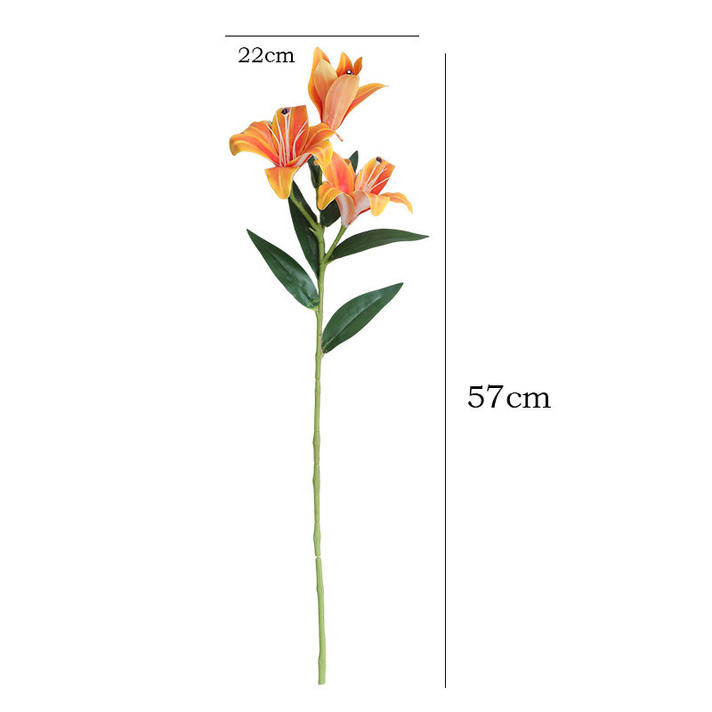 [Sẵn Sàng] Hoa Ly Giả Cao Cấp Công Nghệ In 3D Cảm Giác Thật 72cm Bó Hoa Bách Hợp Decor Bình Cao Phòng Khách Trang Trí Đám Cưới Sang Trọng (1 Cành 3 Đầu Hoa)