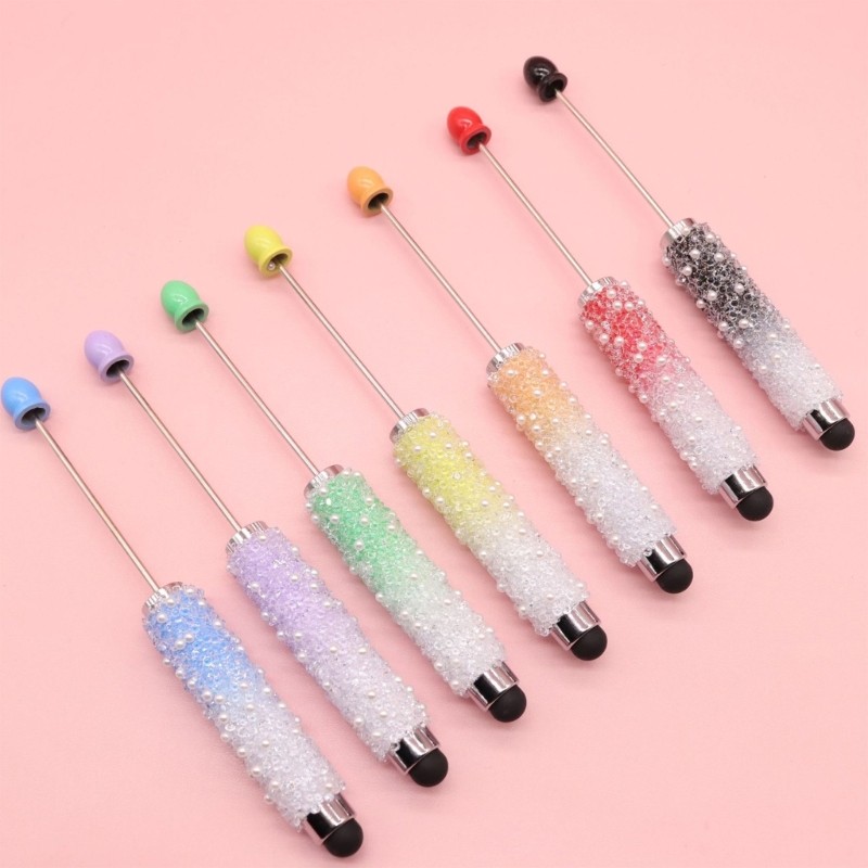 KIKIN Bút kim loại nhiều màu, bút con lăn đính hạt DIY cho văn phòng, đồ dùng học tập