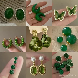 Bông Tai Bạc Hình Cánh Bướm Màu Xanh, Ngọc Trai Nhỏ Nhắn, Phong Cách Thời Thượng Mùa Hè