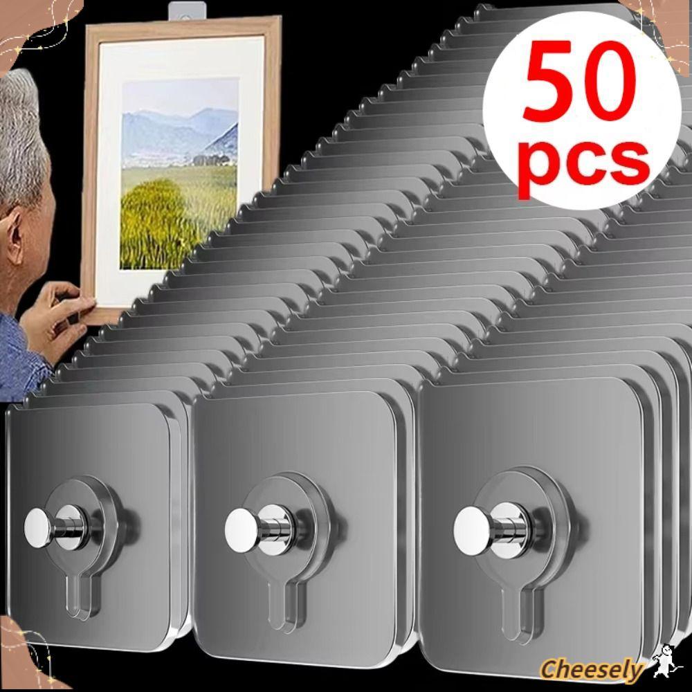 Móc khung ảnh có giá rẻ 10-50 chiếc, Móc tự dính chống nước trong suốt, Giá treo hình ảnh dính chắc chắn không cần khoan cho đồng hồ khung ảnh