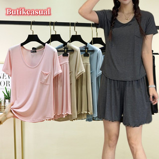 Phụ Nữ Modal Áo Quần Short Bộ plus Kích Thước Túi Ngắn Tay Áo Cao Cấp Quần Short Mùa Hè Rời Nhà Phù Hợp Với M 6XL