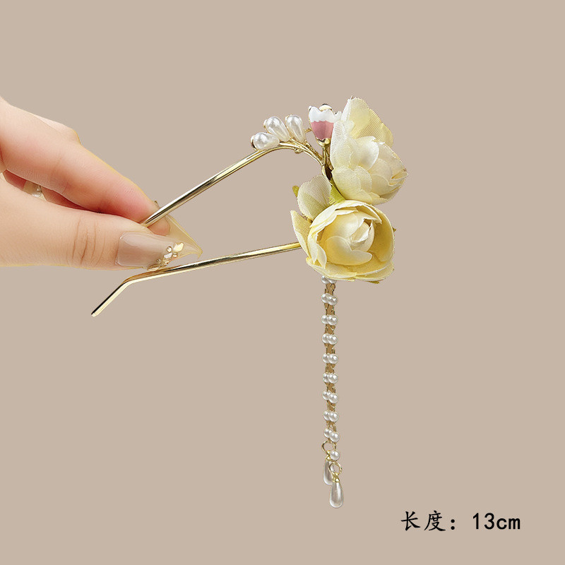 Kẹp tóc hình chữ U thiết kế hoa mẫu đơn, kẹp tóc mới từ Trung Quốc