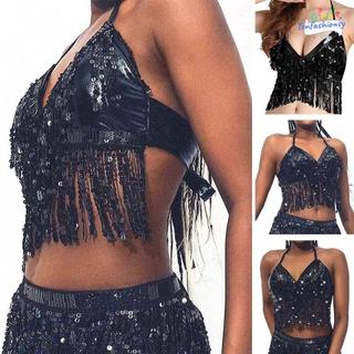 Áo lót múa bụng sequin sáng bóng, phù hợp biểu diễn câu lạc bộ đêm và sân khấu