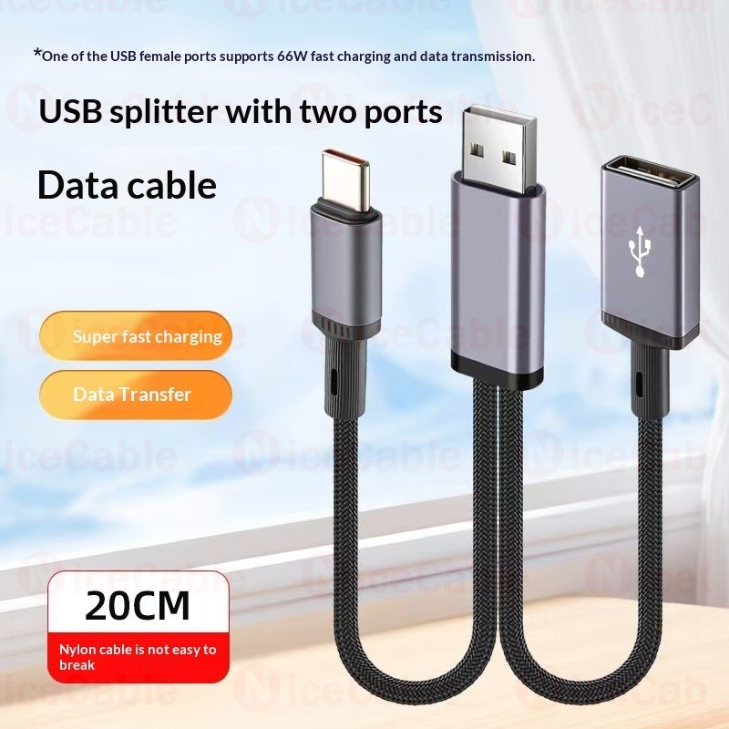 Cáp Dữ Liệu Sạc Nhanh 66W Cáp Chia 2 TRONG 1 USB Nam Sang USB / Type C Nữ Chuyển Đổi Cho Điện Thoại / Máy Tính Bảng / Laptop