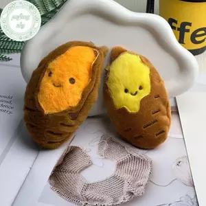PUSKY Dễ Thương Sáng Tạo Màu Sắc Tươi Khoai Lang Sang Trọng Búp Bê Móc Khóa Hoạt Hình Mô Phỏng Thực Phẩm Nhồi Bông Búp Bê Mặt Dây Chuyền Trang Trí Phụ Kiện Quà Tặng VN