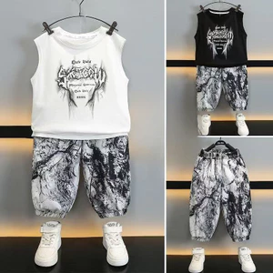 Bé Trai Mùa Hè Hợp Thời Trang Thoáng Mát Hai Mảnh Áo Vest In Hình Quần 80-130 Size 33XC