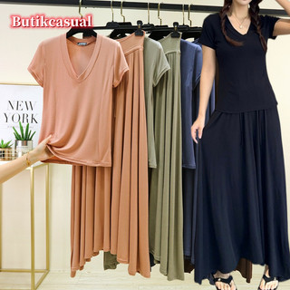 Phụ Nữ Áo Bộ Váy plus Kích Thước Mùa Hè Mỏng Nối Cổ Chữ V Áo Tầng Lau Váy Dài Bộ Rời Phù Hợp Với
