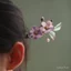 Phụ kiện tóc kẹp handmade phong cách Trung Hoa cổ điển từ gỗ đàn hương, thiết kế filigree và hoa nhung