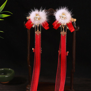 Kẹp tóc tua rua đỏ phong cách cổ đại Hanfu - phụ kiện tóc đẹp cho năm mới
