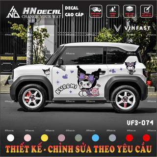 Tem dán xe VF3 - Decal dán xe VF3 MẪU TEM KUROMI DỄ THƯƠNG  1 bộ dán 2 bên ( mẫu VF3 - 74 )