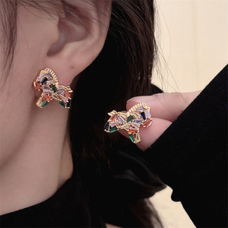 Vòng cổ và bông tai zircon ngọc trai phong cách cung hoàng đạo, thời trang thu đông mới