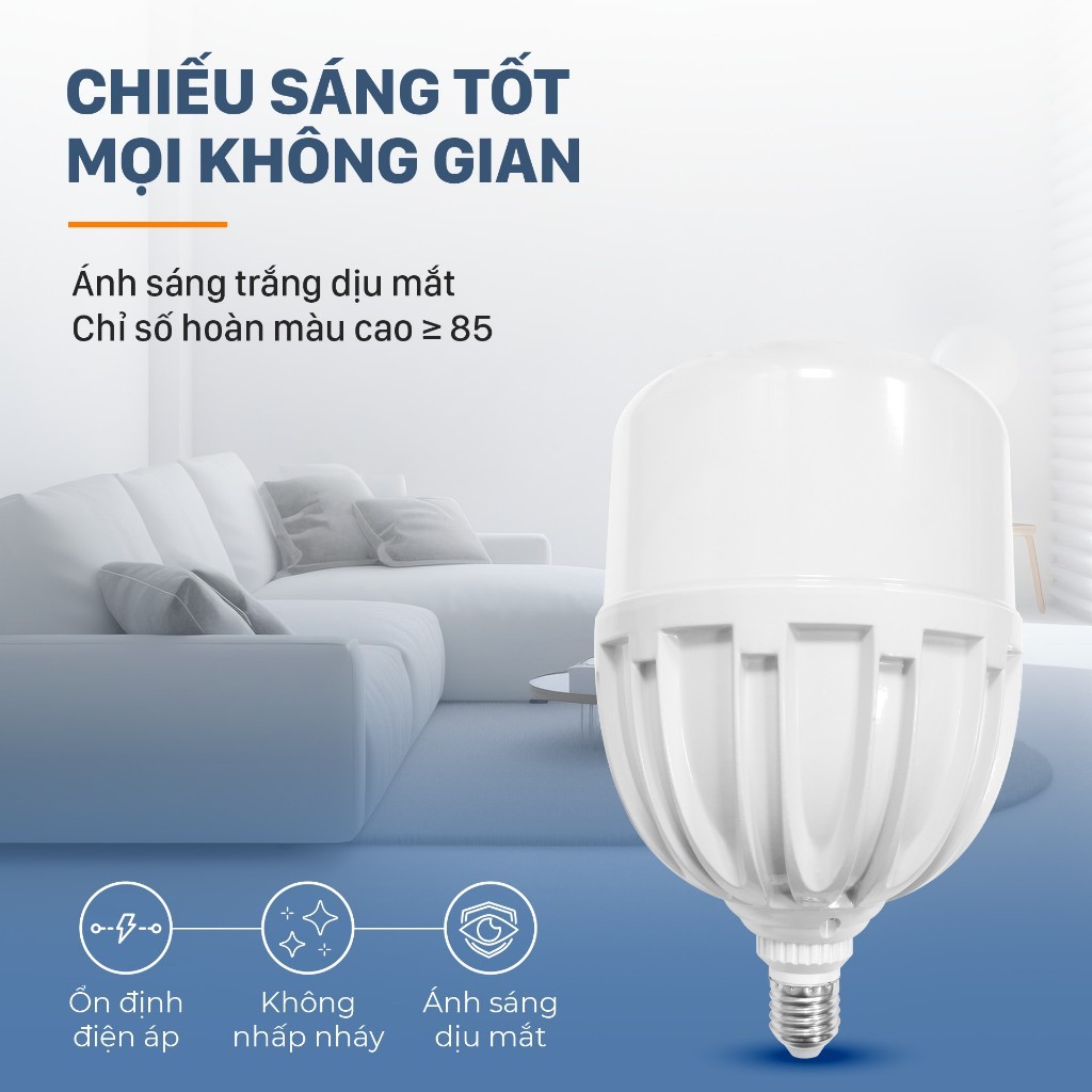 Bóng đèn LED bulb trụ nhôm đúc cao cấp Mỹ Linh 30W, 40W, chuẩn công suất, siêu sáng, bền, chắc chắn.