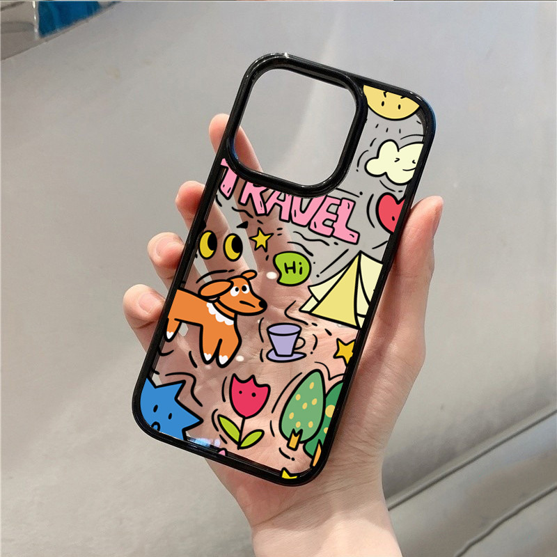 Ốp Lưng Cho iPhone 11 16 14 15 12 13 Pro Max 17AIR 16e 8 7 Plus XR X XS Max SE2020 2022 Graffiti Neon City Acrylic Trong Suốt Chống Sốc