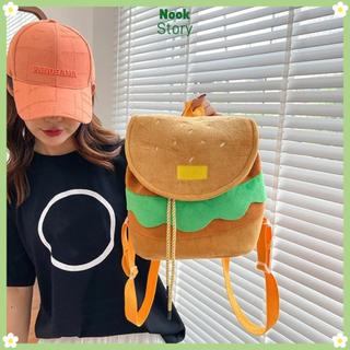 [Giao hàng từ Việt Nam] Ba lô Hamburger NOOKSTORY, Túi đi học dây rút dung tích lớn đa chức năng, Ba lô du lịch có thể điều chỉnh Hamburger hoạt hình đáng yêu dành cho trẻ em