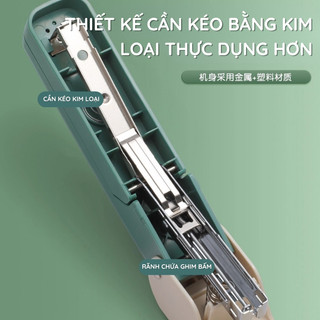 Ghim bấm dập ghim xoay 360 độ dành cho văn phòng, học sinh - Thiết kế thông minh, bấm được 100 trang giấy dễ dàng