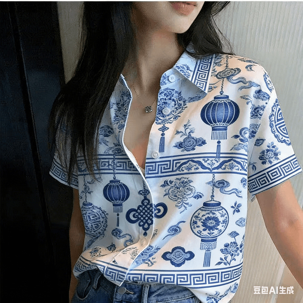 Áo sơ mi tay ngắn 3D oversize dành cho Tết Nguyên Đán