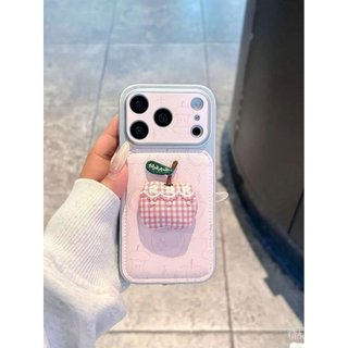 Dây đeo cổ tay ba chiều màu hồng Thích hợp cho iPhone17PROMAX Vỏ điện thoại 16pro / 15 / 14 / 13 / 12