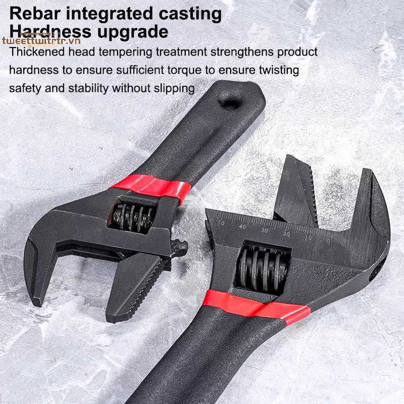 TRTR 1 Cái 6 / 8 "Tay cầm ngắn Cờ lê có thể điều chỉnh Cờ lê phòng tắm mở quá khổ Cờ lê bảng nhỏ Đường kính lớn Tay cầm ngắn có thể điều chỉnh VN