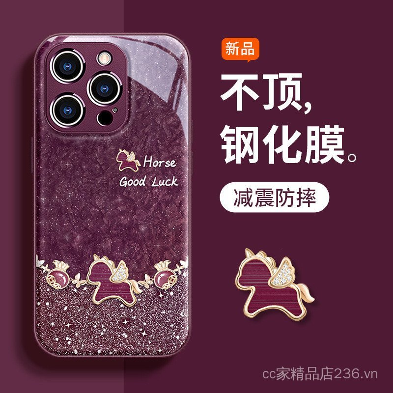 Thích Hợp Cho 17promax Ốp Lưng Điện Thoại iphone15 Năm Mới 16 Túi May Mắn Pony Vòng Tay 14 Lấp Lánh 15