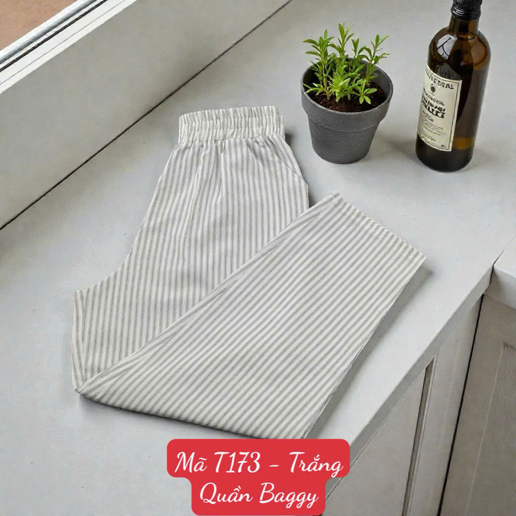T173 Quần Baggy - Vải Linen Chất vải dày dặn - Dài quần 92cm ống 16cm