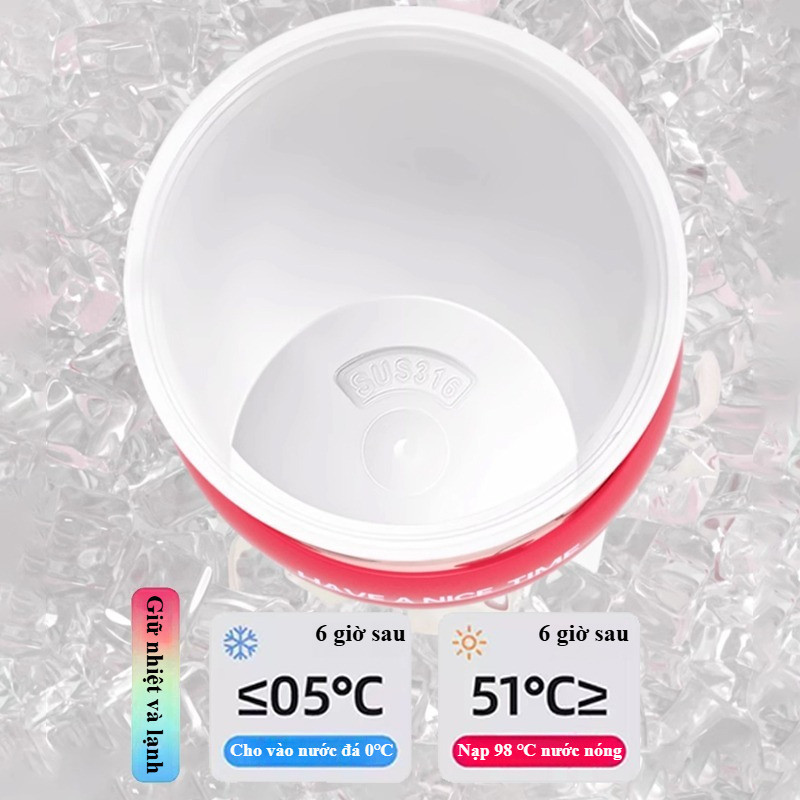 750ml Bình Giữ Nhiệt Inox 316, Hình Quả Cherry, Giữ Nhiệt 6h Tay Cầm Ống Hút In, Giữ Nhiệt 6h Cho Văn Phòng
