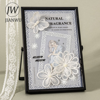 JIANWU Bạc Đảo Ren Series Vintage Ren Hoa Phong Cảnh Chất Liệu Cắt Kéo Thêu Sò PET Băng Sáng Tạo Tạp Chí Văn Phòng Phẩm