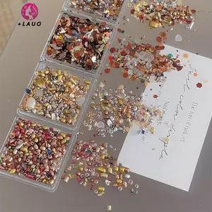 Springevenstar 1 Hộp Sáng Tạo Handmade Không Đều Ro Mảnh Chất Liệu Làm Đầy Móng Tay Nghệ Thuật Bão Cát Mạt Trang Trí Đá Số Lượng Lớn Làm Đẹp Springevenstar