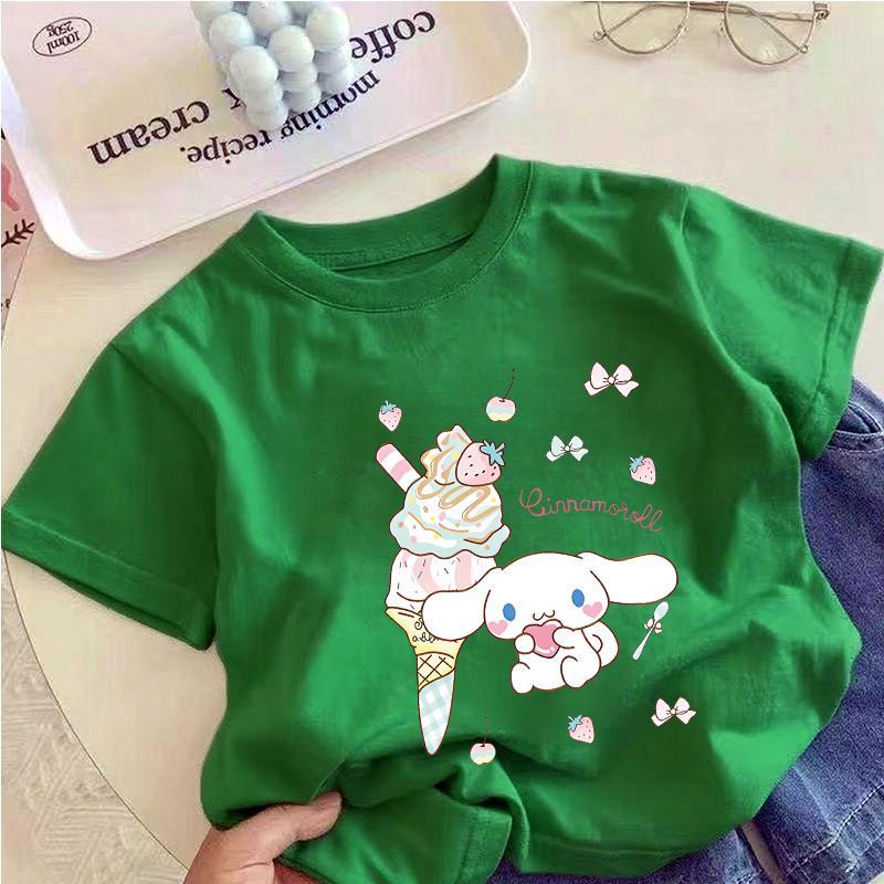 Áo Thun Gái, Ngọc Guigou In, Cổ Tròn, Dáng Rộng, Thời Trang, Mùa Hè