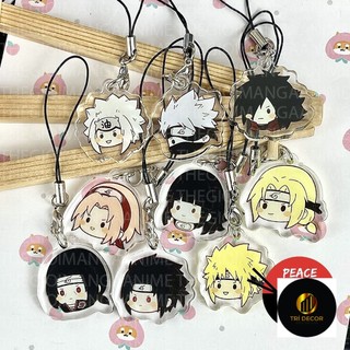 Móc dây treo điện thoại IN HÌNH NARUTO SHIPPUDEN ver FACE CHIBI mica trong acrylic móc khóa trang trí