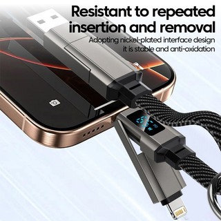 Cáp 4 trong 1 Elough 65W sạc nhanh USB-A/C cho điện thoại, dây dữ liệu có móc khóa