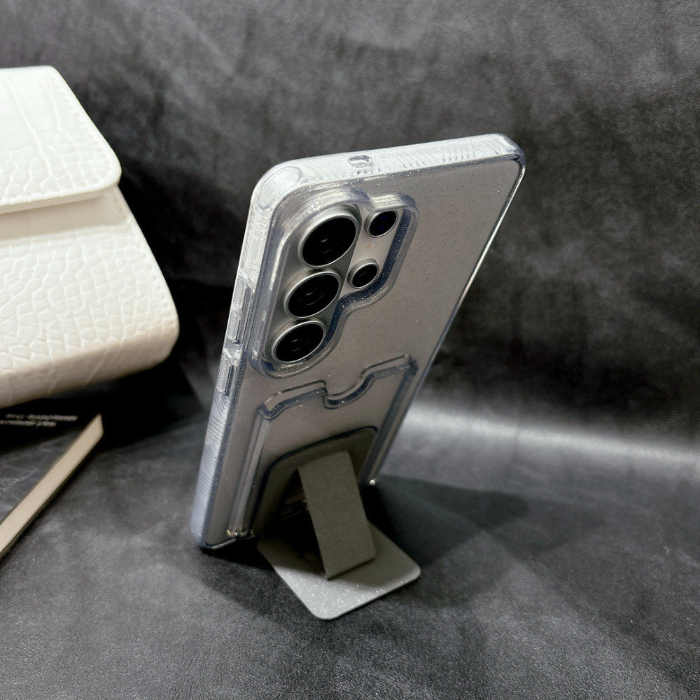Lấp Lánh Có Khe Cắm Thẻ & Giá Đỡ Gấp Ốp Lưng Điện Thoại Samsung Galaxy S26 S25 S24 S23 Plus Siêu Trong Suốt Nhiều Màu Sắc Chống Rơi Vỏ Sáng Thời Trang Chống Trơn Trượt