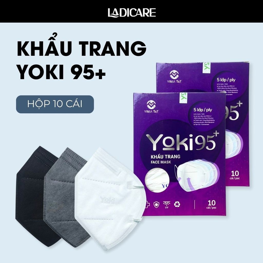 Khẩu trang N95 Yoki 5 lớp kháng khuẩn chuẩn y tế hàng chính hãng công ty