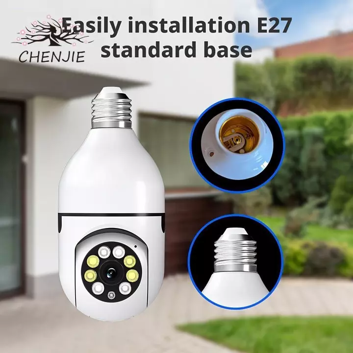 Camera an ninh bóng đèn CHENJIE, Camera WiFi không dây WiFi 360 độ 5GHz, Vít quan sát ban đêm đầy đủ màu sắc được thiết kế Camera giám sát theo dõi con người tự động Sử dụng ngoài trời