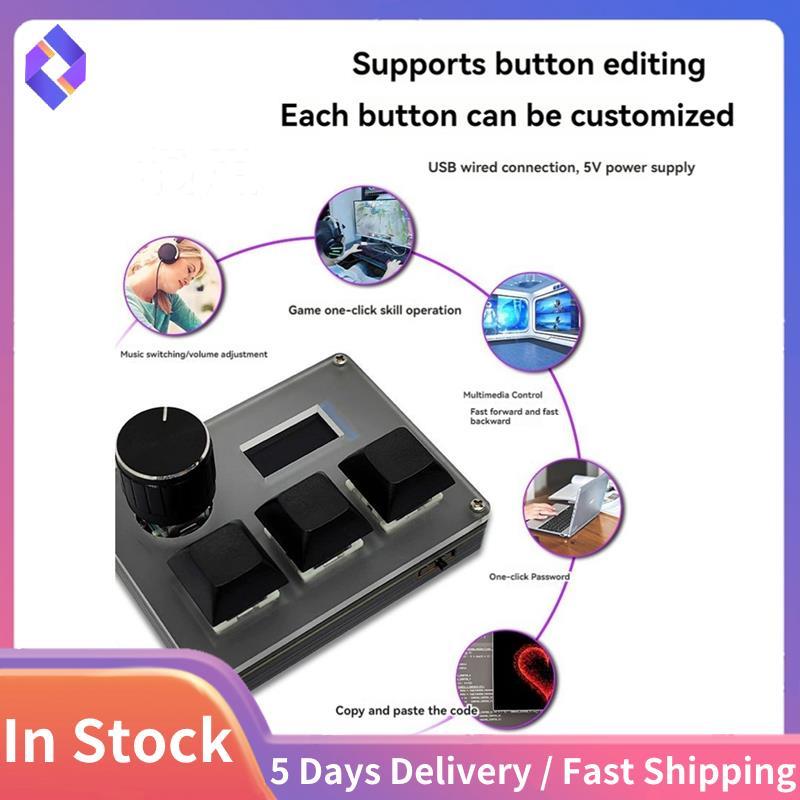Bàn phím chơi game có dây 3 phím công tắc xanh, màn hình RGB, núm điều khiển, Copy/Paste/Shotcut