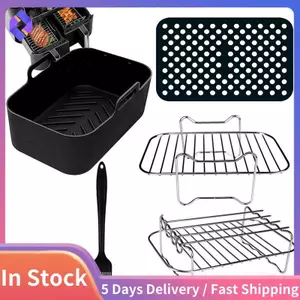 6 Miếng Giỏ Đôi AirFryer Phần Cho Foodi AF300UK AF400UK, Tháp T17088, Khu Kép Tức Thì Sâu 7.6L-9.6L